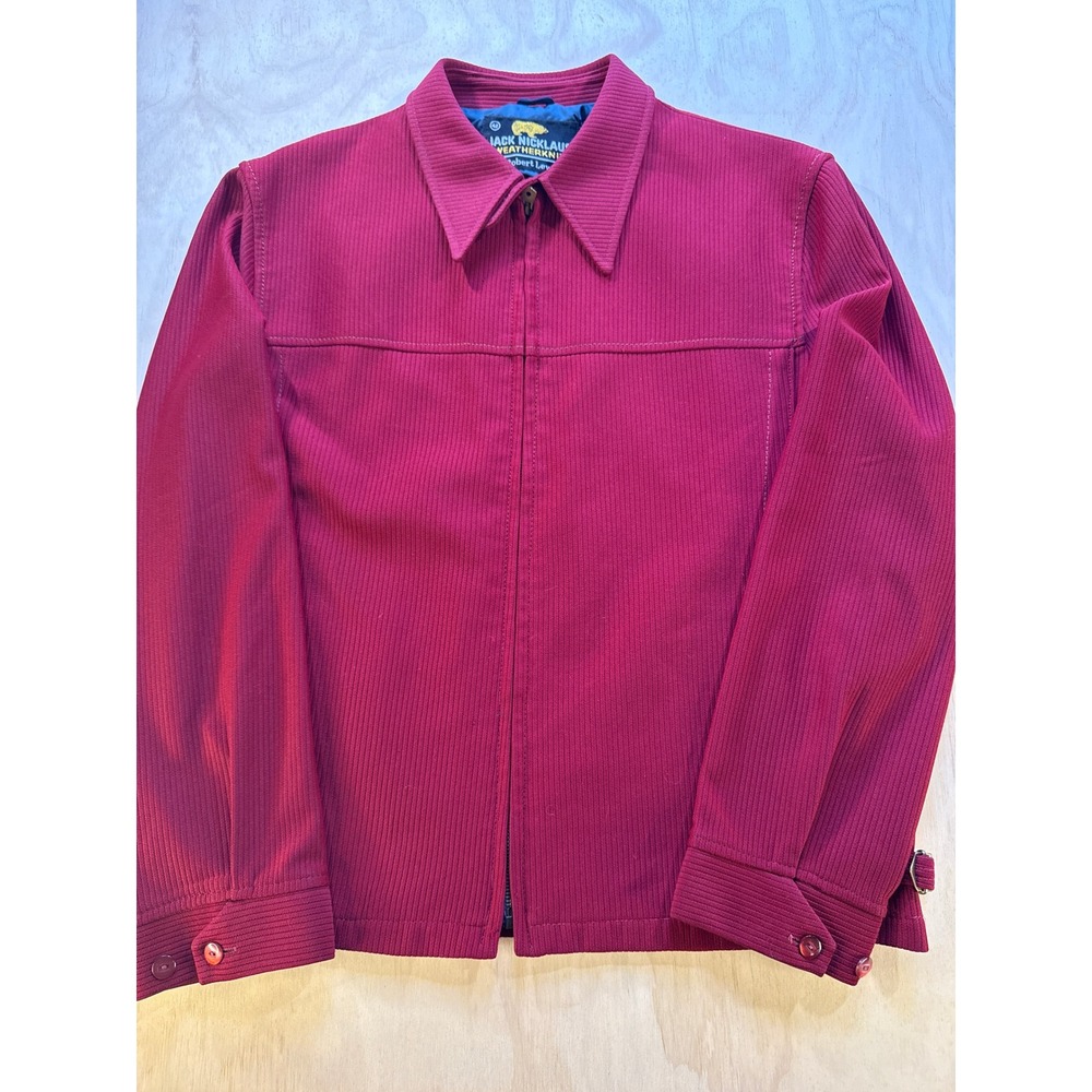 Vintage Jack Nicklaus Weatherknit Robert Lewis Red Ribbed Zip Jacket Size 42